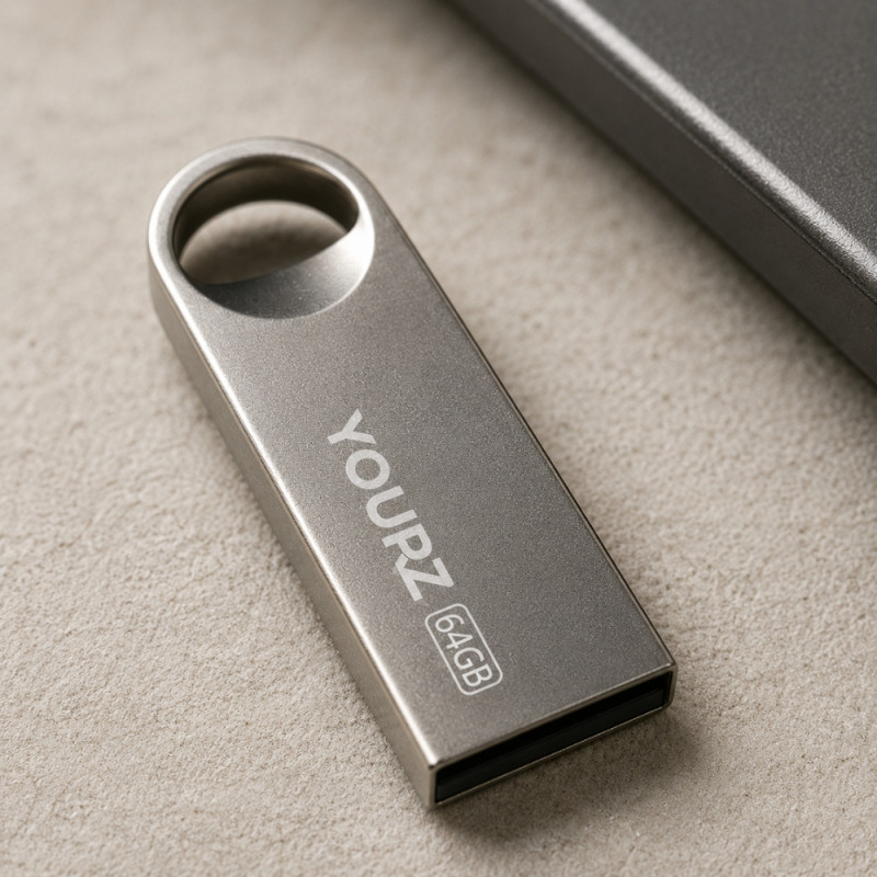 Yourz U9 64GB Metal Flash Drive with a Swivel Cap Design – Silver