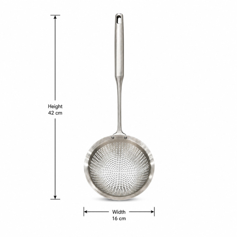 Frying Strainer with Handle – Black (42x16cm)