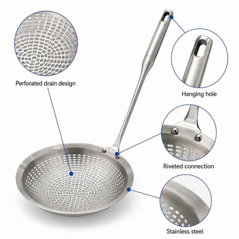 Frying Strainer with Handle – Black (42x16cm)