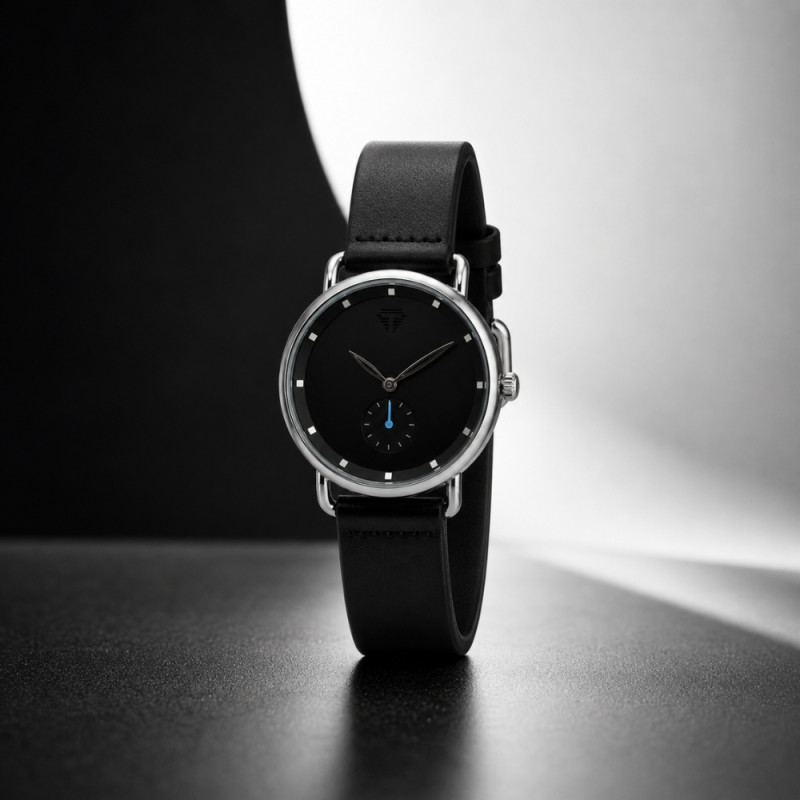 TOMI Minimalist Leisure Fashion Watch – Black Leather Strap (24cm)
