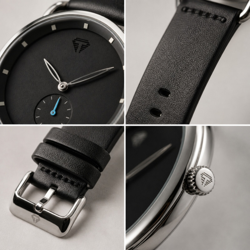 TOMI Minimalist Leisure Fashion Watch – Black Leather Strap (24cm)