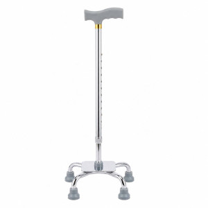 Professional Height-Adjustable Aluminum Walking Stick – Four-Point Base & Grey Handle (89cm) Professional Height-Adjustable Aluminum Walking Stick – Four-Point Base & Grey Handle (89cm)