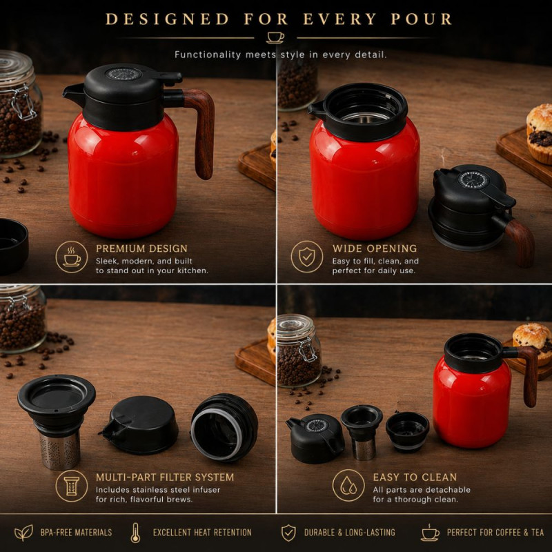 Professional Stainless Steel Thermal Coffee Carafe – Vacuum Insulated (20.5cm)