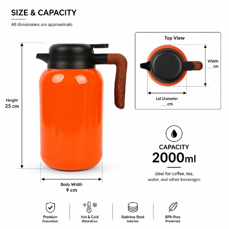 Premium Cookware Pot Set – Black & Orange Non-Stick Coating (25 x 9 cm)