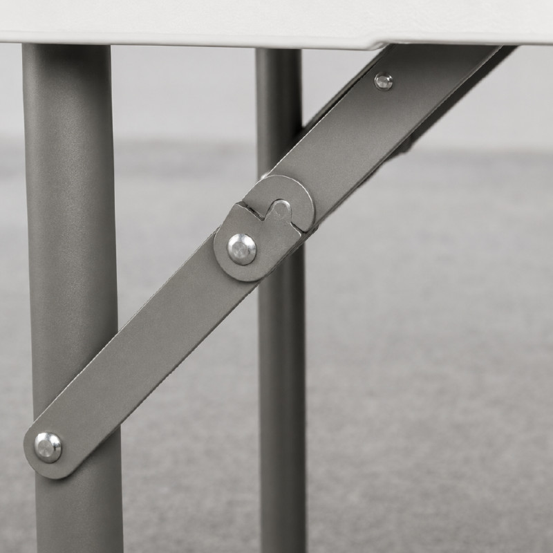 White Portable Folding Table with Height-Adjustable Legs – 74 x 120 x 60 cm – White