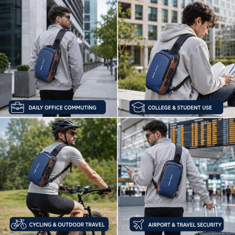 Premium Anti Theft Crossbody Sling Bag With USB Charging Port and Combination Lock
