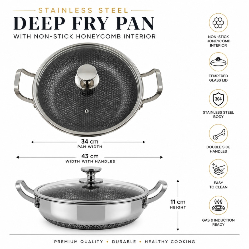 Professional Non-Stick Frying Pan – Silver Heat-Resistant (11x43cm)