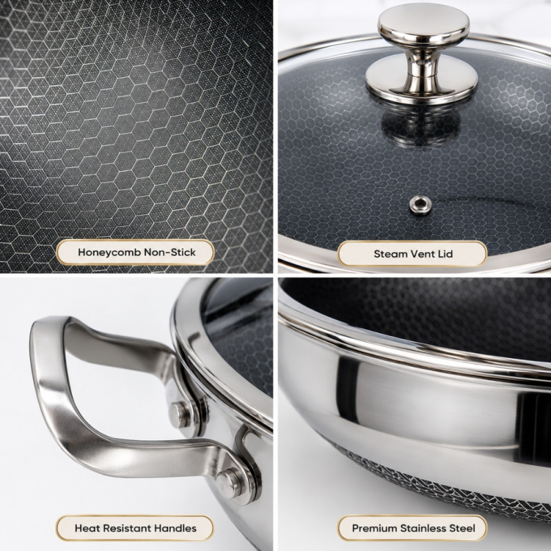 Professional Non-Stick Frying Pan – Silver Heat-Resistant (11x43cm)