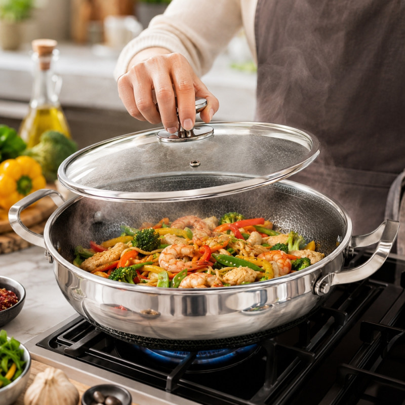 Professional Non-Stick Frying Pan – Silver Heat-Resistant (11x43cm)
