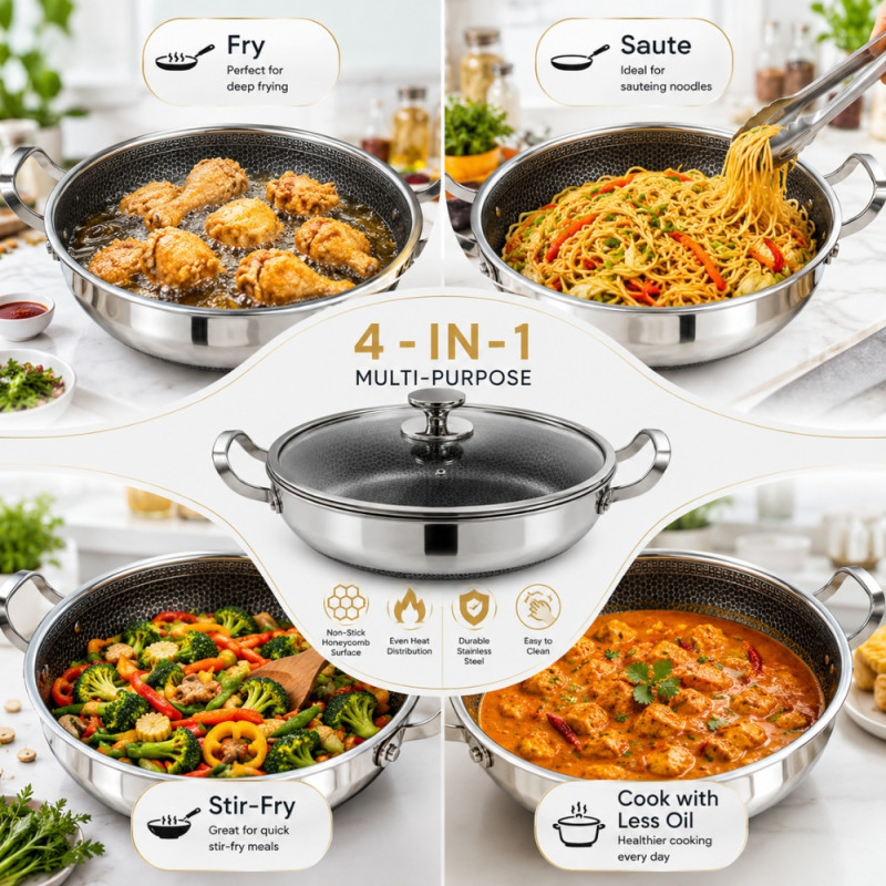 Professional Non-Stick Frying Pan – Silver Heat-Resistant (11x43cm)