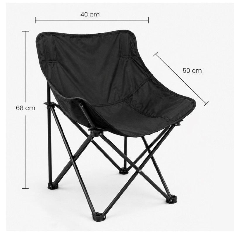 Compact Cross-Legged Outdoor Folding Chair for Camping (68x40cm) – Black