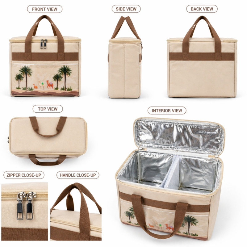 Extra Large Thermal Food Bag – Premium Brown & Ivory (36cm)