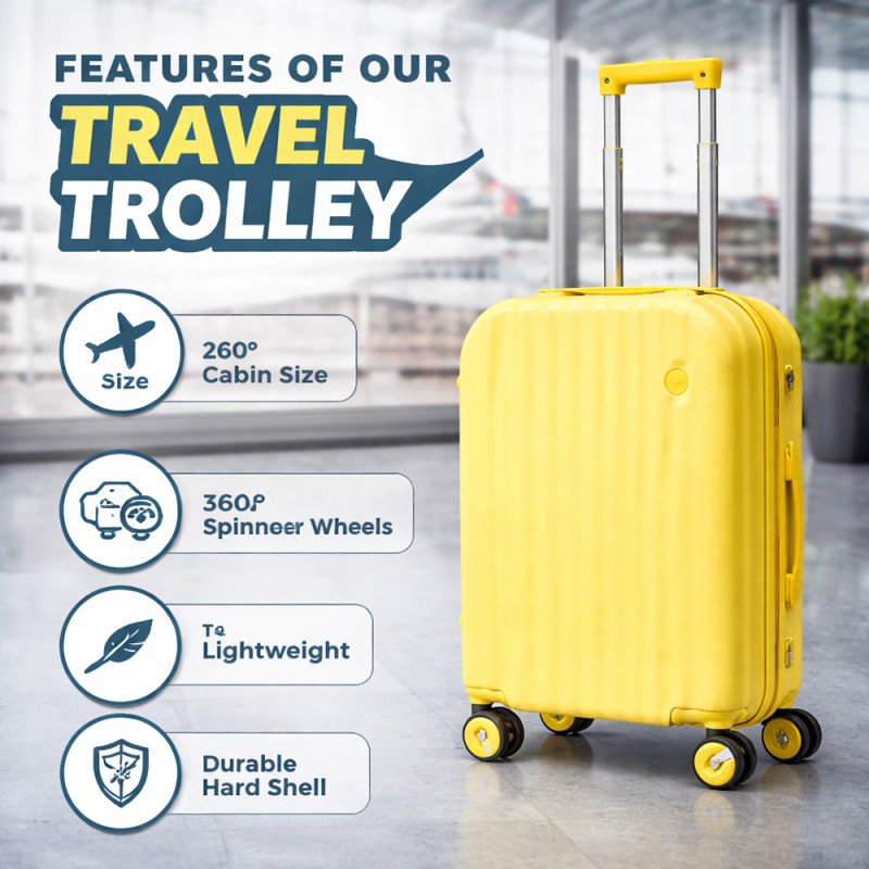 Airlen Premium 24-Inch Lightweight PP Trolley Suitcase – Medium