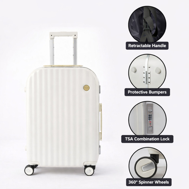 Airlen 20-Inch Premium ABS Hard Shell Trolley – Cream