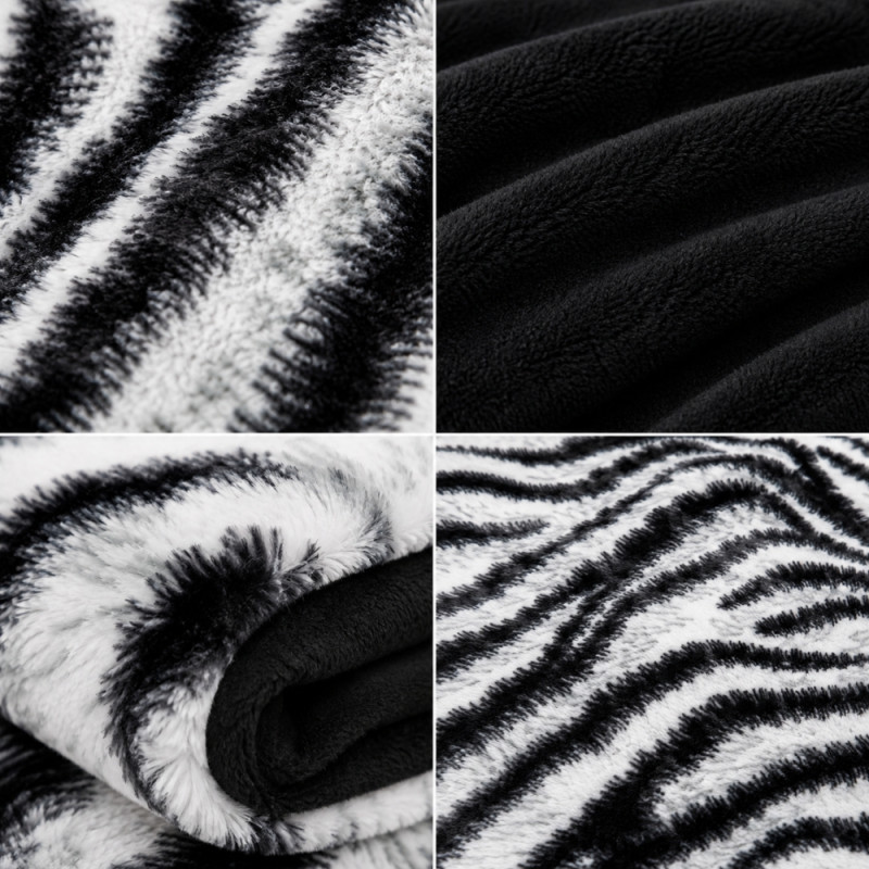 King Size Zebra Print Fleece Throw Blanket