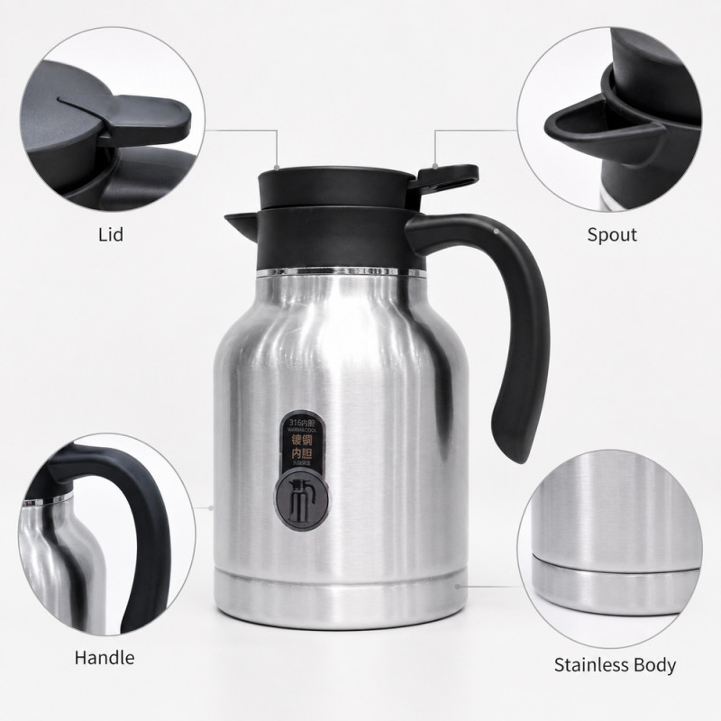 Insulated Vacuum Flask – Silver (1600ml)