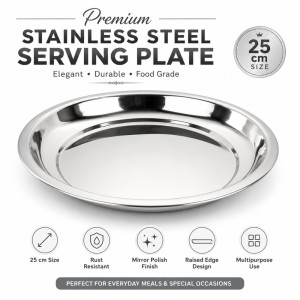 Premium Dinnerware Plate Set – Silver Elegant Design (25 x 2.5cm)