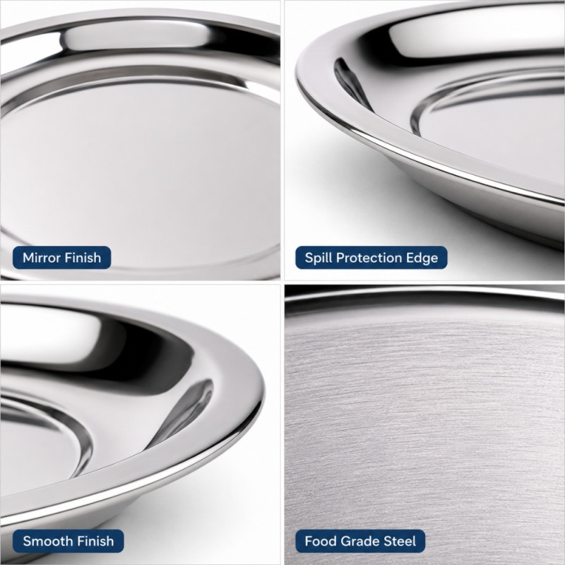 Premium Dinnerware Plate Set – Silver Elegant Design (25 x 2.5cm)