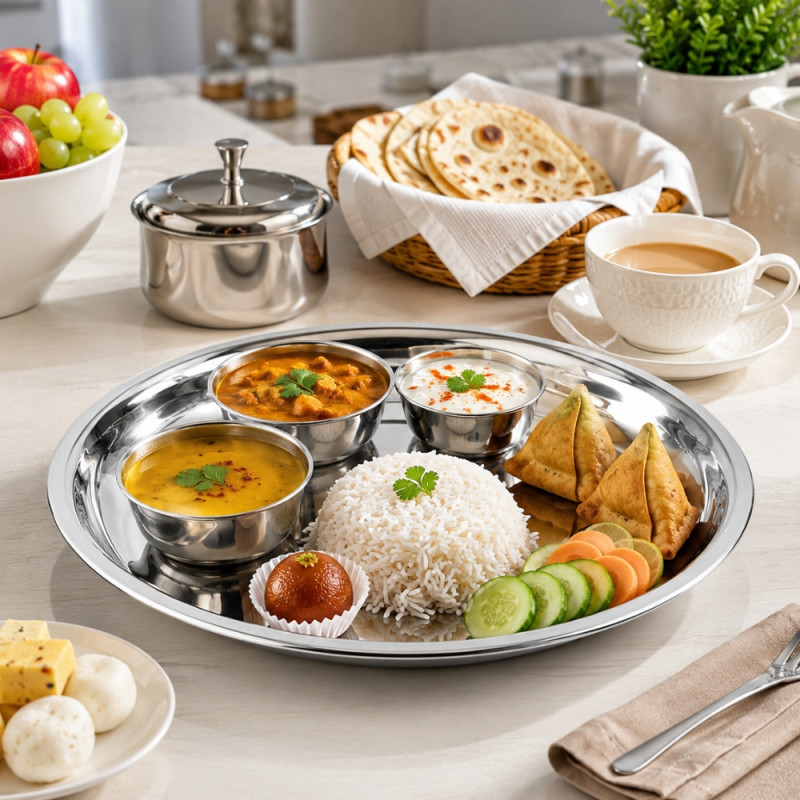 Premium Dinnerware Plate Set – Silver Elegant Design (25 x 2.5cm)