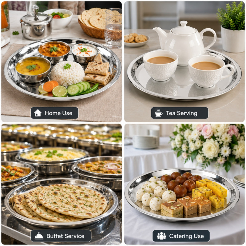 Premium Dinnerware Plate Set – Silver Elegant Design (25 x 2.5cm)