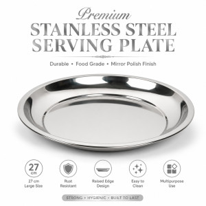 Premium Dinnerware Plate Set – silver Elegant Design (27 x 2.5cm)