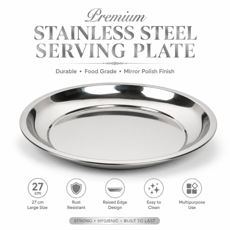 Premium Dinnerware Plate Set – silver Elegant Design (27 x 2.5cm)