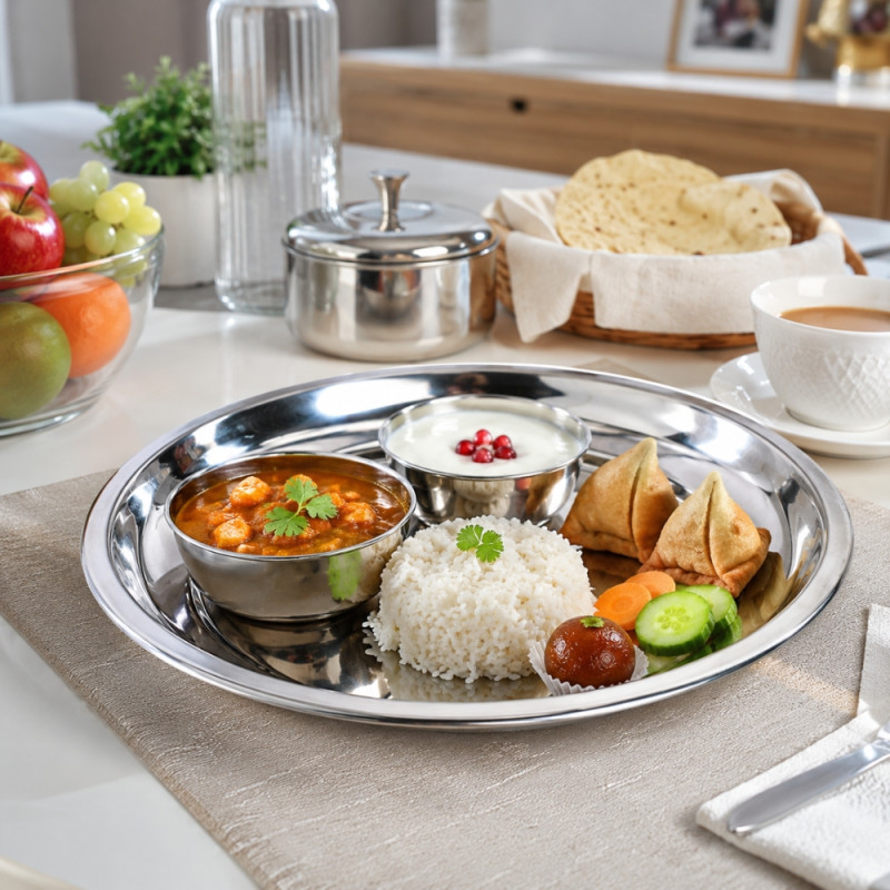 Premium Dinnerware Plate Set – silver Elegant Design (27 x 2.5cm)