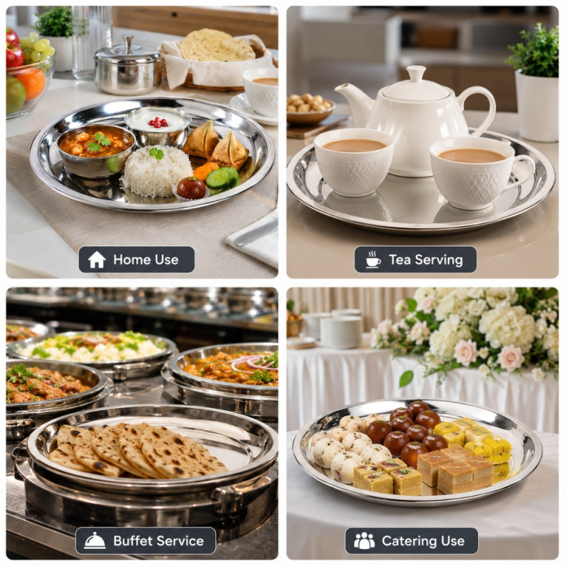 Premium Dinnerware Plate Set – silver Elegant Design (27 x 2.5cm)