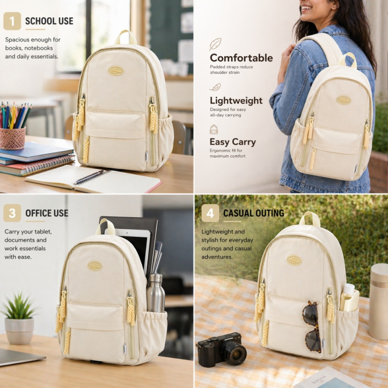 Chic Urban Lady’s Backpack – Timeless Ivory (42cm)
