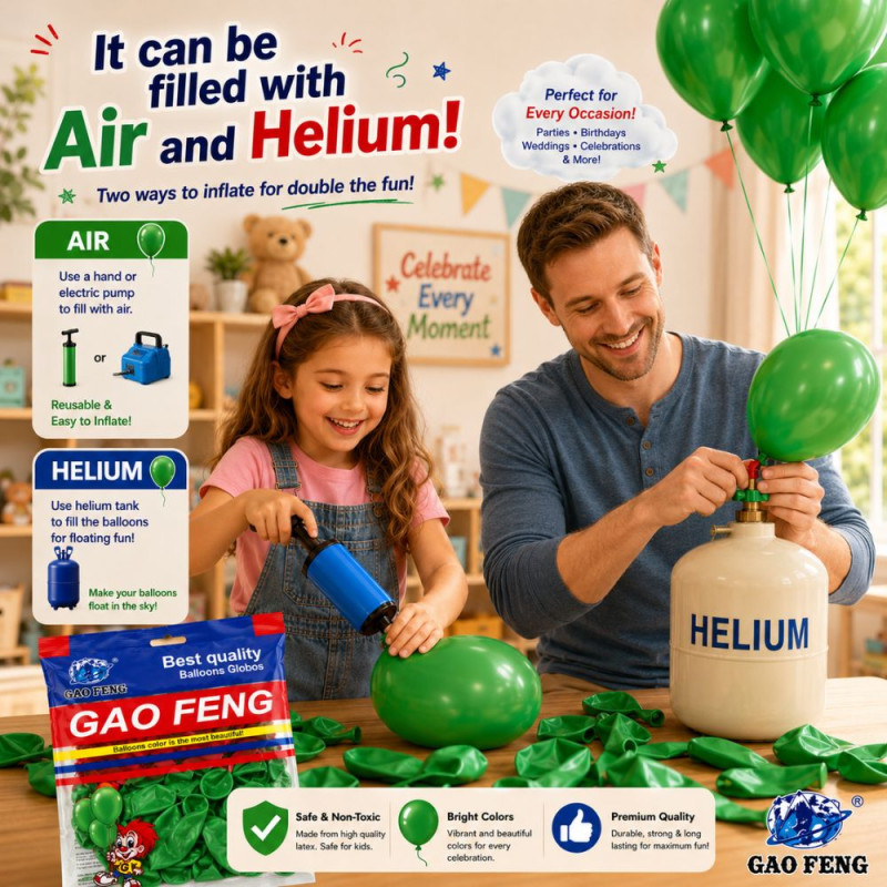 Professional Green Natural Rubber Latex Balloons – Eco-Friendly Event Decorations (10cm)