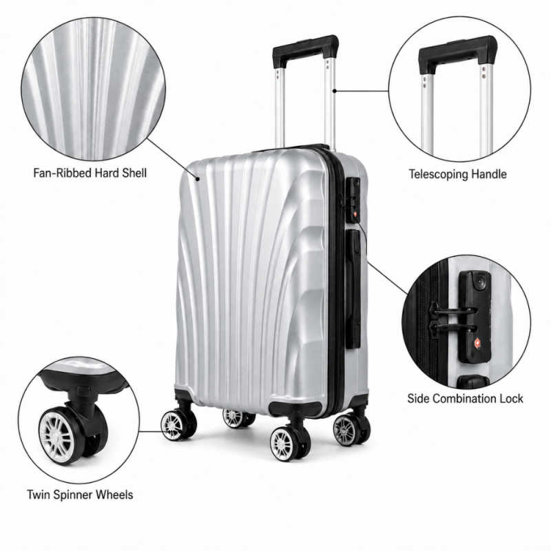 Silver Trolley Suitcase - 50cm