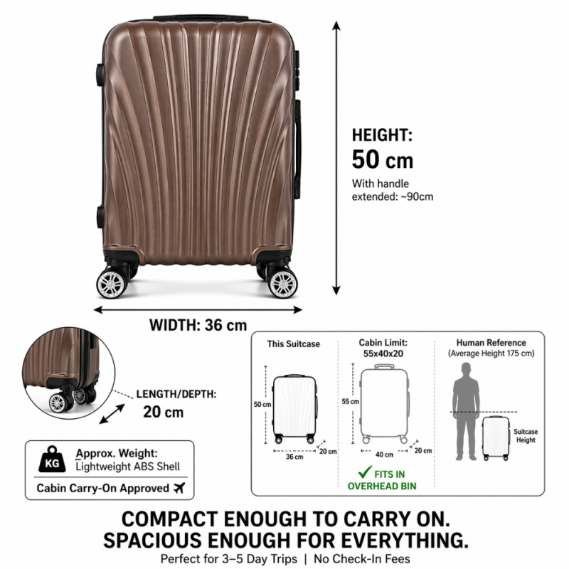 Urban Navigator 20" Hardshell Spinner Trolley – Camel Brown
