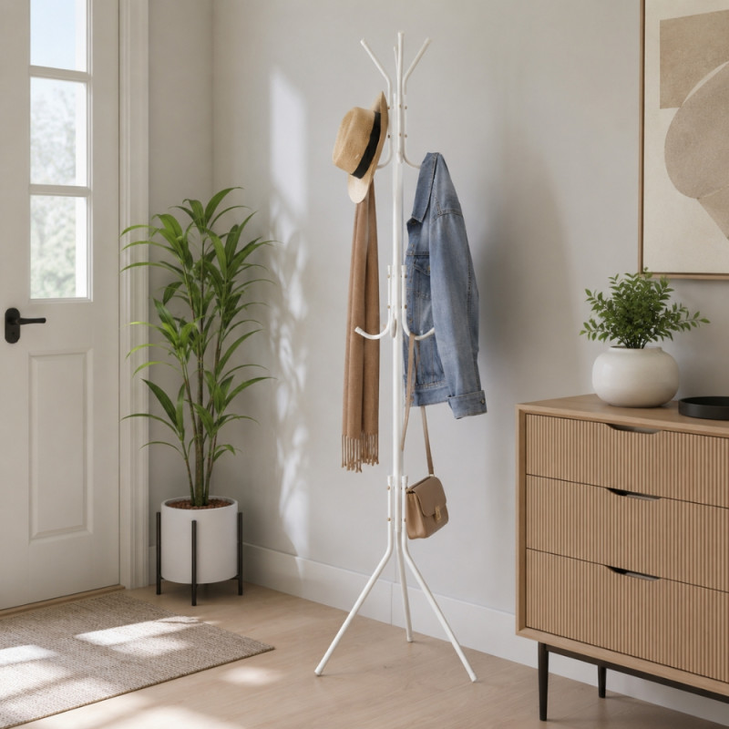 Metal Coat Rack – White (Compact)