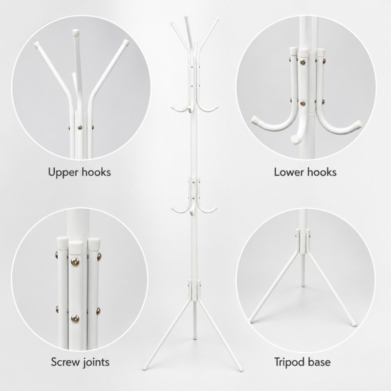 Metal Coat Rack – White (Compact)