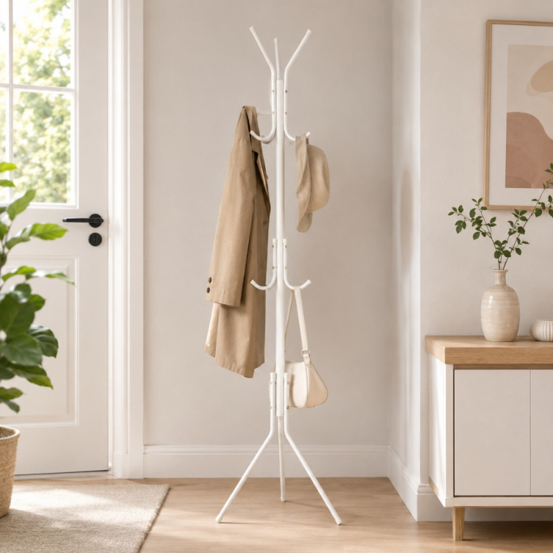 Metal Coat Rack – White (Compact)