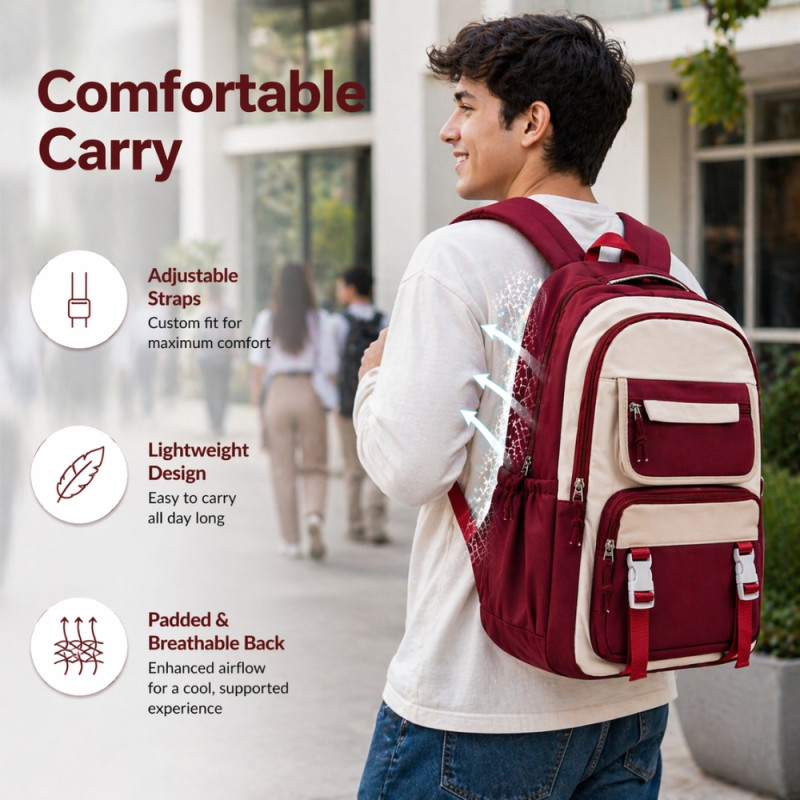 Urban Versatile Large-Capacity Backpack – Multi-Pocket Daily Daypack (46cm)