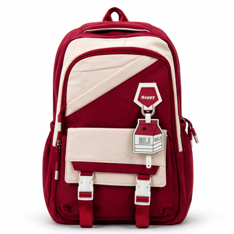 Urban Whimsy Two-Tone Nylon Backpack – Brown & Ivory (46cm)