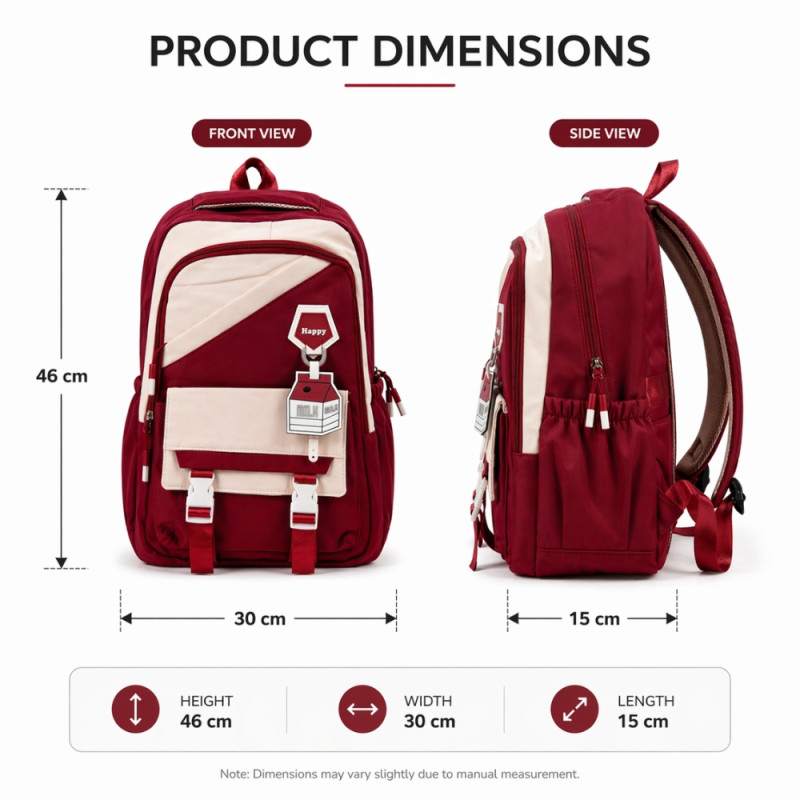 Urban Whimsy Two-Tone Nylon Backpack – Brown & Ivory (46cm)