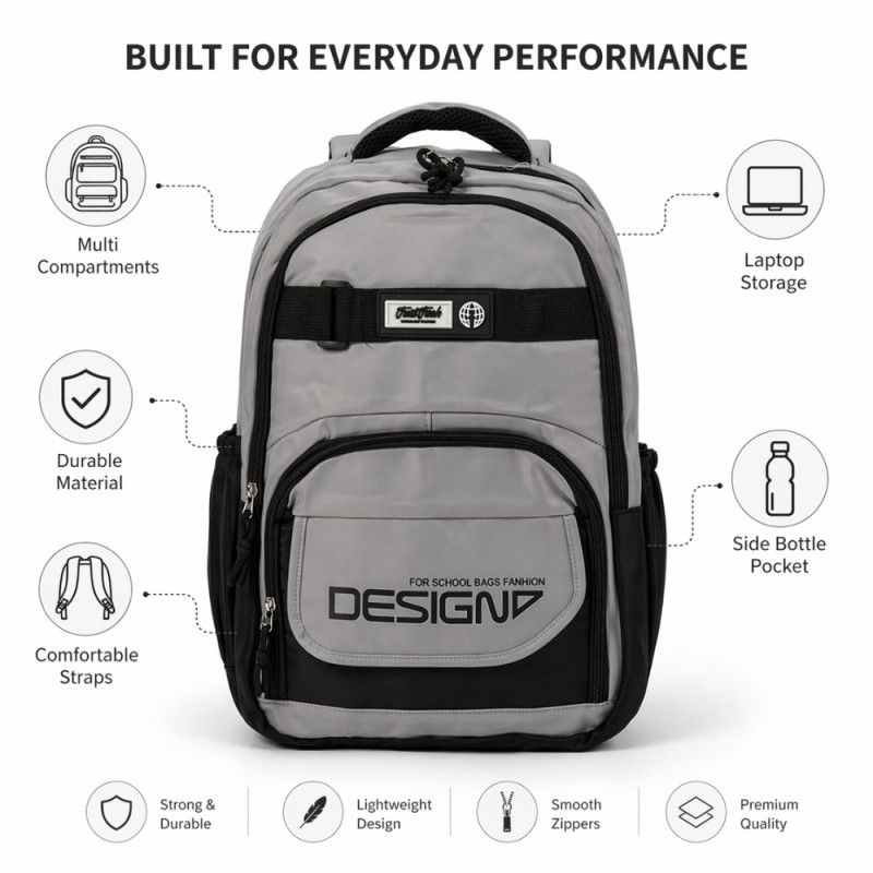Urban Fusion Two-Tone Backpack – Slate Gray & Onyx Black (47cm)