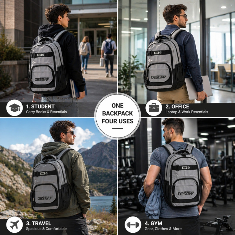 Urban Fusion Two-Tone Backpack – Slate Gray & Onyx Black (47cm)