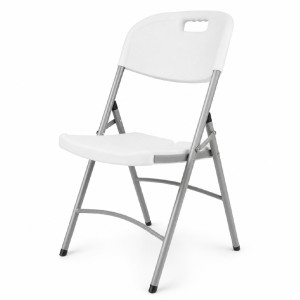 Sturdy Space-Saving White Plastic Folding Chair with Steel Frame (83x50cm)