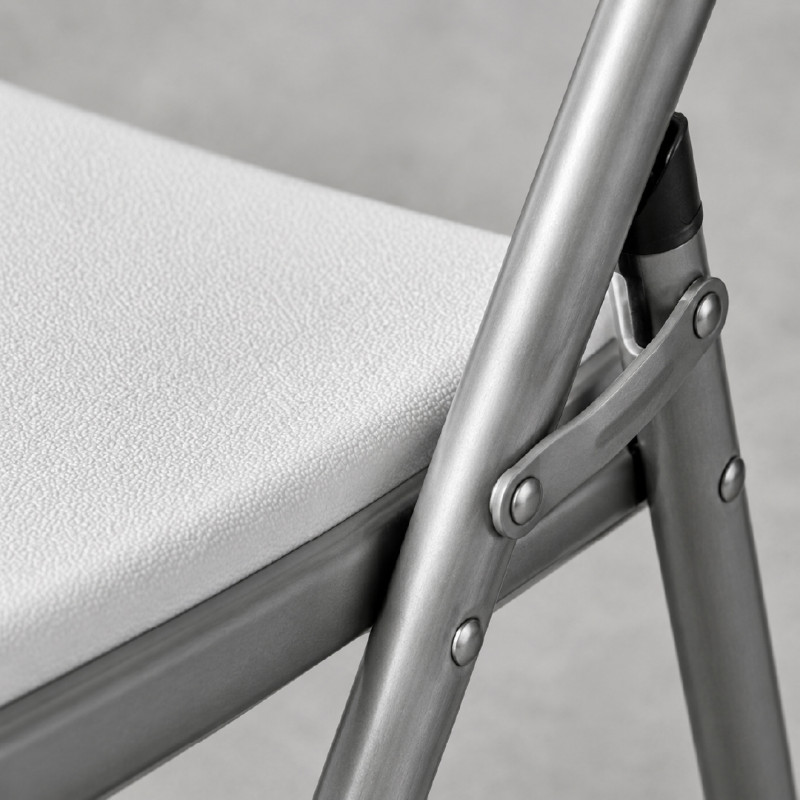 Sturdy Space-Saving White Plastic Folding Chair with Steel Frame (83x50cm)