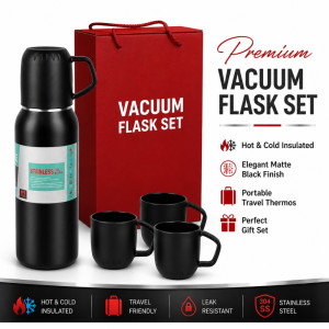 Premium Insulated Vacuum Flask Set – black Arabic Coffee Style (23.5 x 7cm)