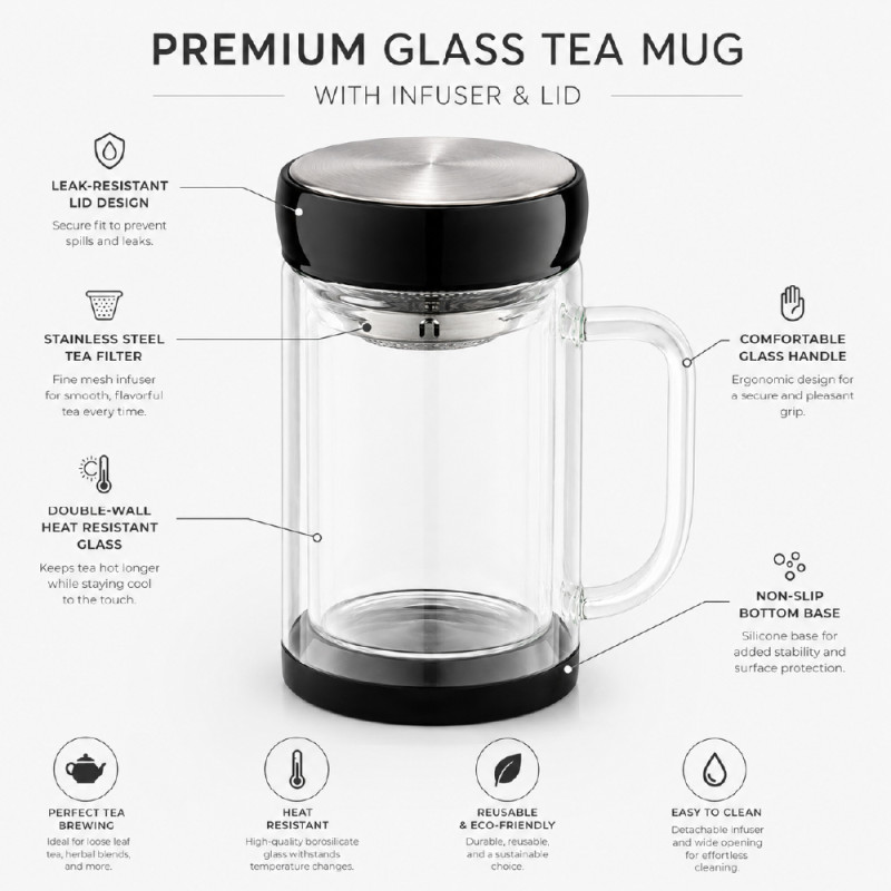 Elegant Ceramic Mug/Cup Set – Transparent Premium Finish (16 x 7cm)