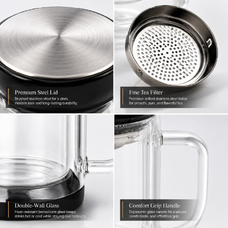 Elegant Ceramic Mug/Cup Set – Transparent Premium Finish (16 x 7cm)