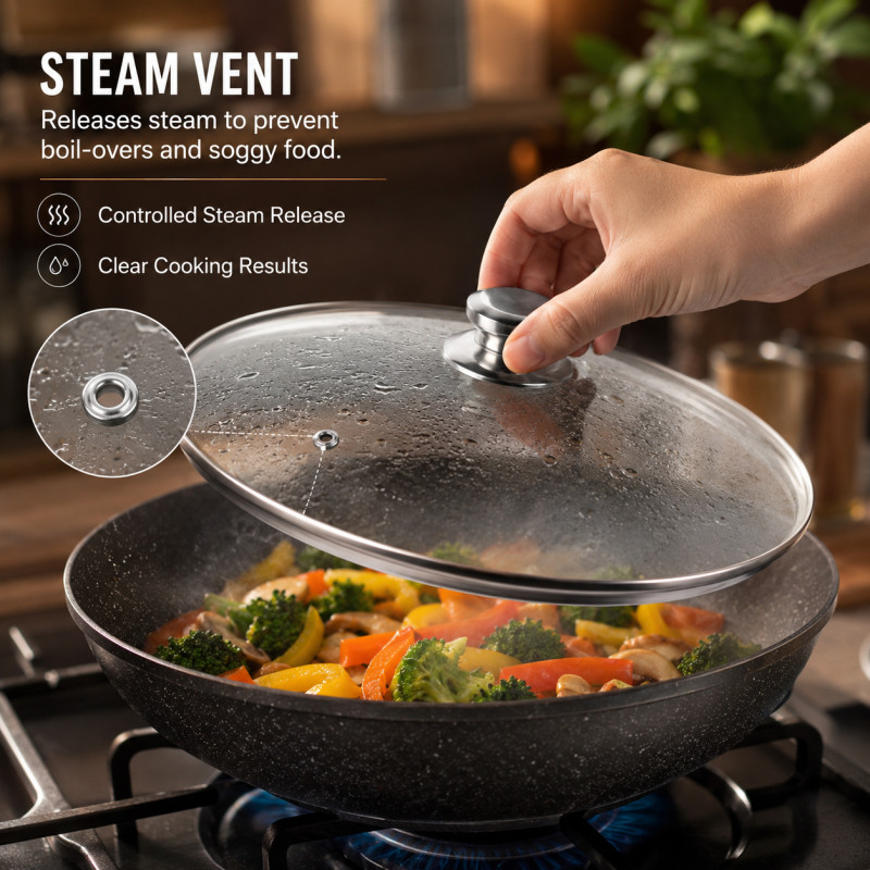 Transparent Beauty Tempered Glass Pot Lid Designed for Everyday Cooking &amp; Kitchen Excellence – Silver (DIA-30, T-30 CM)