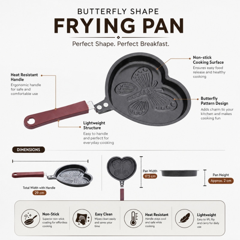Professional Non-Stick Frying Pan – Wooden &amp; Black Heat-Resistant (2x29cm)