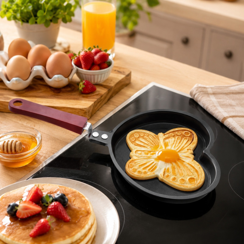 Professional Non-Stick Frying Pan – Wooden &amp; Black Heat-Resistant (2x29cm)