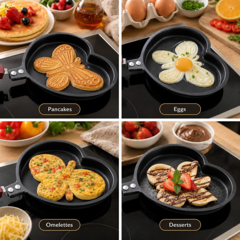 Professional Non-Stick Frying Pan – Wooden &amp; Black Heat-Resistant (2x29cm)