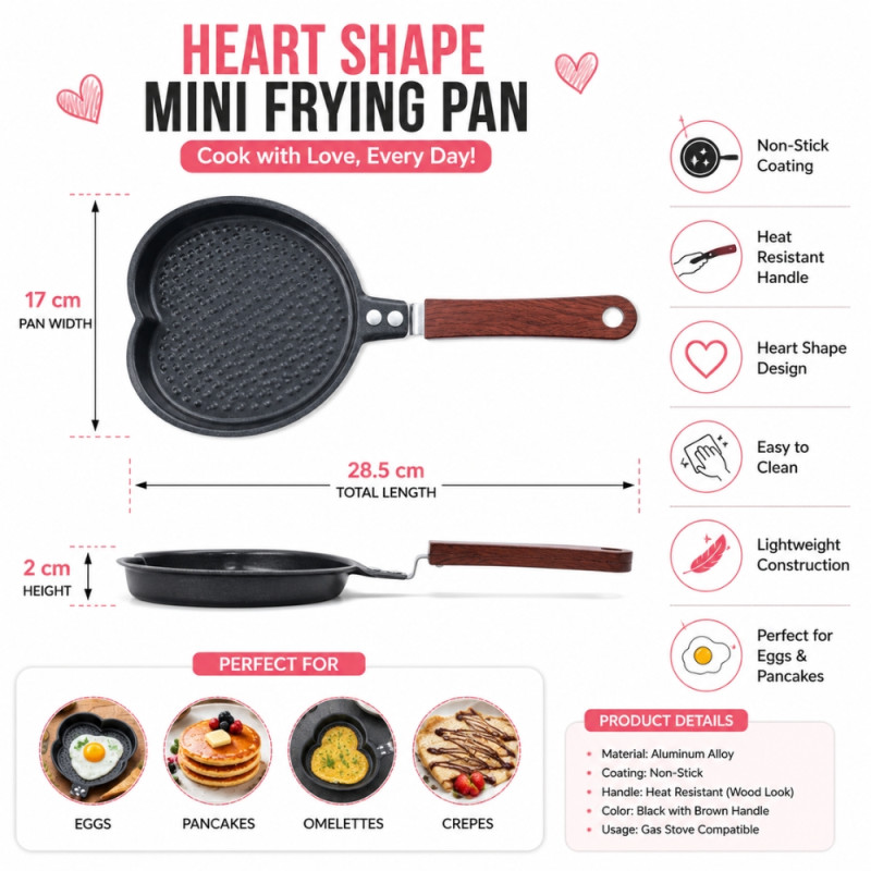 Professional Non-Stick Frying Pan – Wooden &amp; Black Heat-Resistant (2x28.5cm)